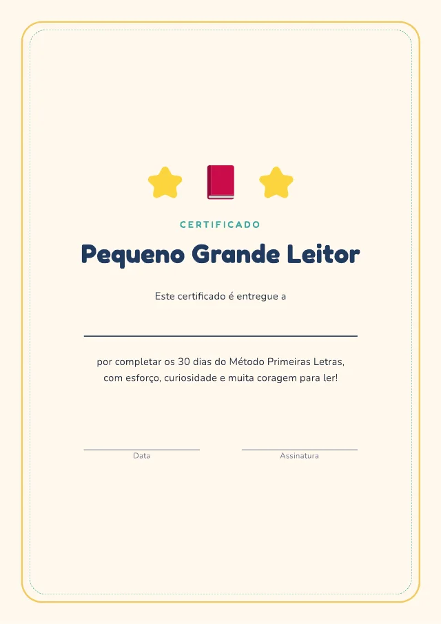 Certificado Pequeno Grande Leitor