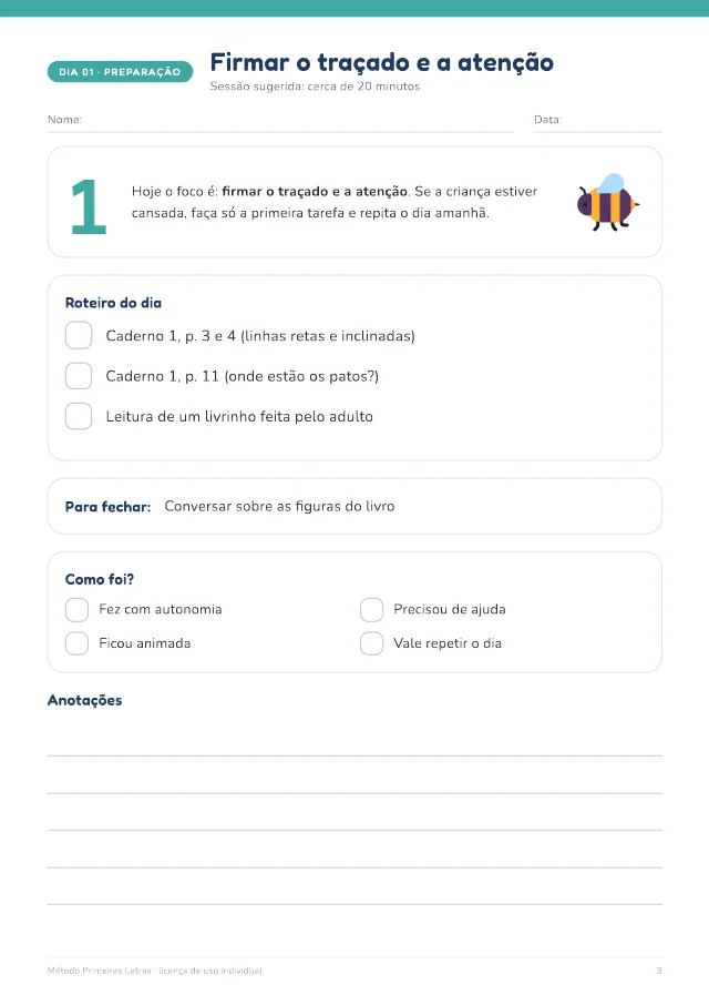 Página do dia 1 do plano de 30 dias